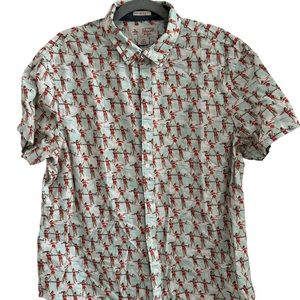 Mens Original Penguin short sleeve retro button down slim fit l